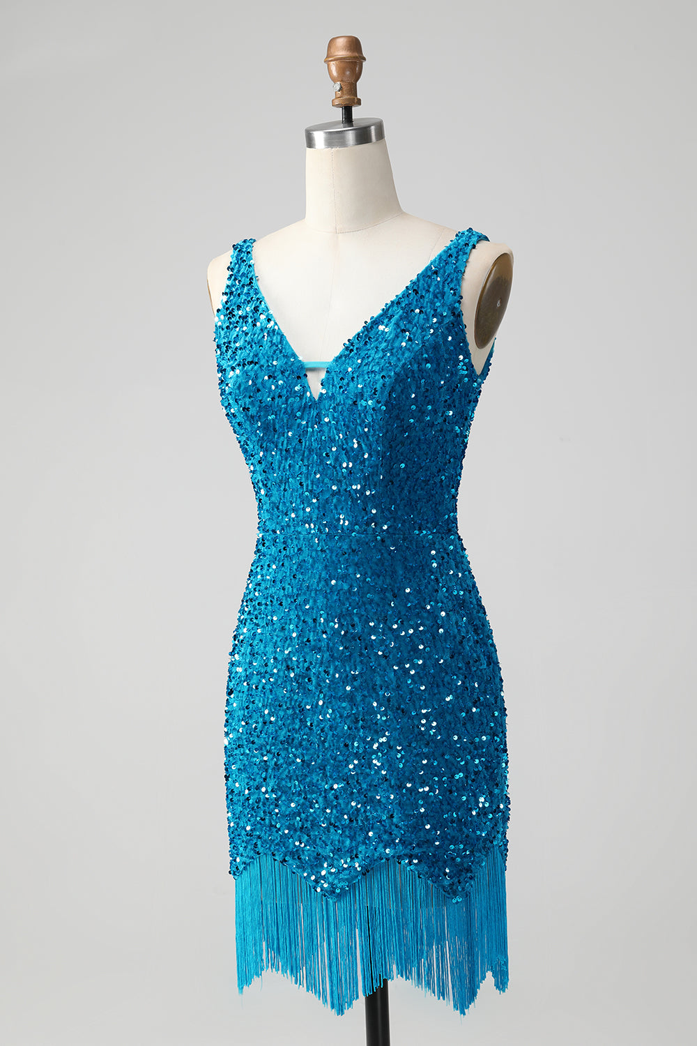 Wedtrend Women Sparkly Sage Short Homecoming Dress with Tassels Bodycon Spaghetti Straps Sequin Cocktail Dress, Dark Blue / US18W Wedtrend Women Sparkly Sage Short Homecoming Dress with Tassels Bodycon Spaghetti Straps Sequin Cocktail Dress, Dark Blue / US18W
