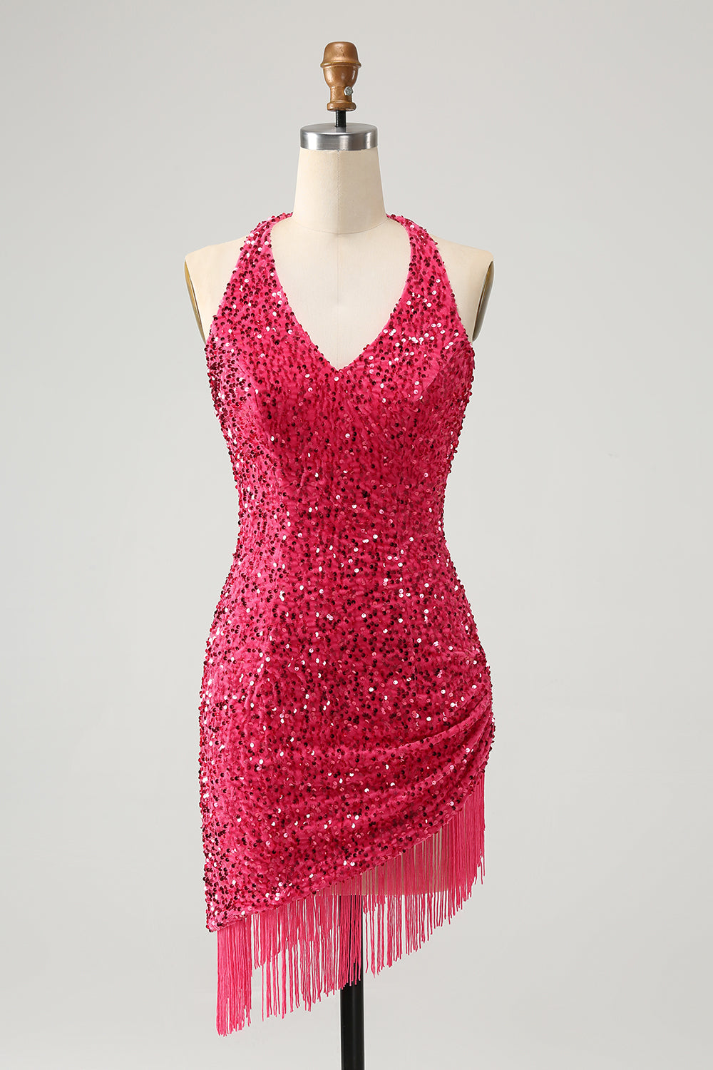 Wedtrend Women Sparkly Fuchsia Sequin Tight Short Homecoming Dress with Tassels Spaghetti Straps Bodycon Mini Dress WEDTREND Wedtrend Women Sparkly Fuchsia Sequin Tight Short Homecoming Dress with Tassels Spaghetti Straps Bodycon Mini Dress WEDTREND