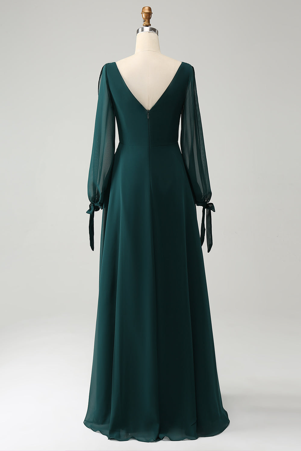 Wedtrend Women Dark Green Bridesmaid Dress with Slit A-Line Bateau Neck Chiffon Wedding Party Dress with Long Sleeves WEDTREND Wedtrend Women Dark Green Bridesmaid Dress with Slit A-Line Bateau Neck Chiffon Wedding Party Dress with Long Sleeves WEDTREND