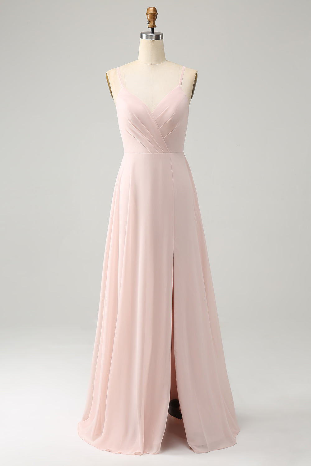 Wedtrend Women Pink Bridesmaid Dress Chiffon A Line V Neck Long Wedding Party Dress with Slit WEDTREND Wedtrend Women Pink Bridesmaid Dress Chiffon A Line V Neck Long Wedding Party Dress with Slit WEDTREND