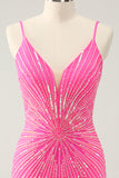 Unique Golden Tight Spaghetti Straps Backless Short Homecoming Dress with Sequins