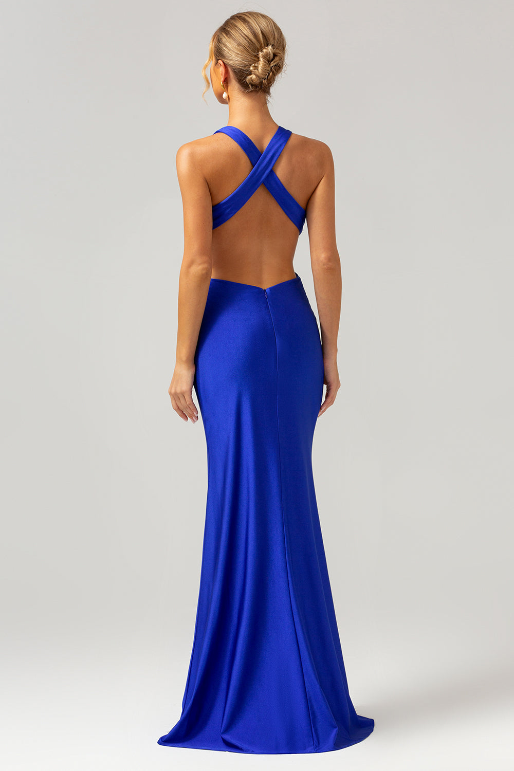 Wedtrend Women Royal Blue Bridesmaid Dress Mermaid Cut Out Ruched Backless Long Prom Dress WEDTREND Wedtrend Women Royal Blue Bridesmaid Dress Mermaid Cut Out Ruched Backless Long Prom Dress WEDTREND