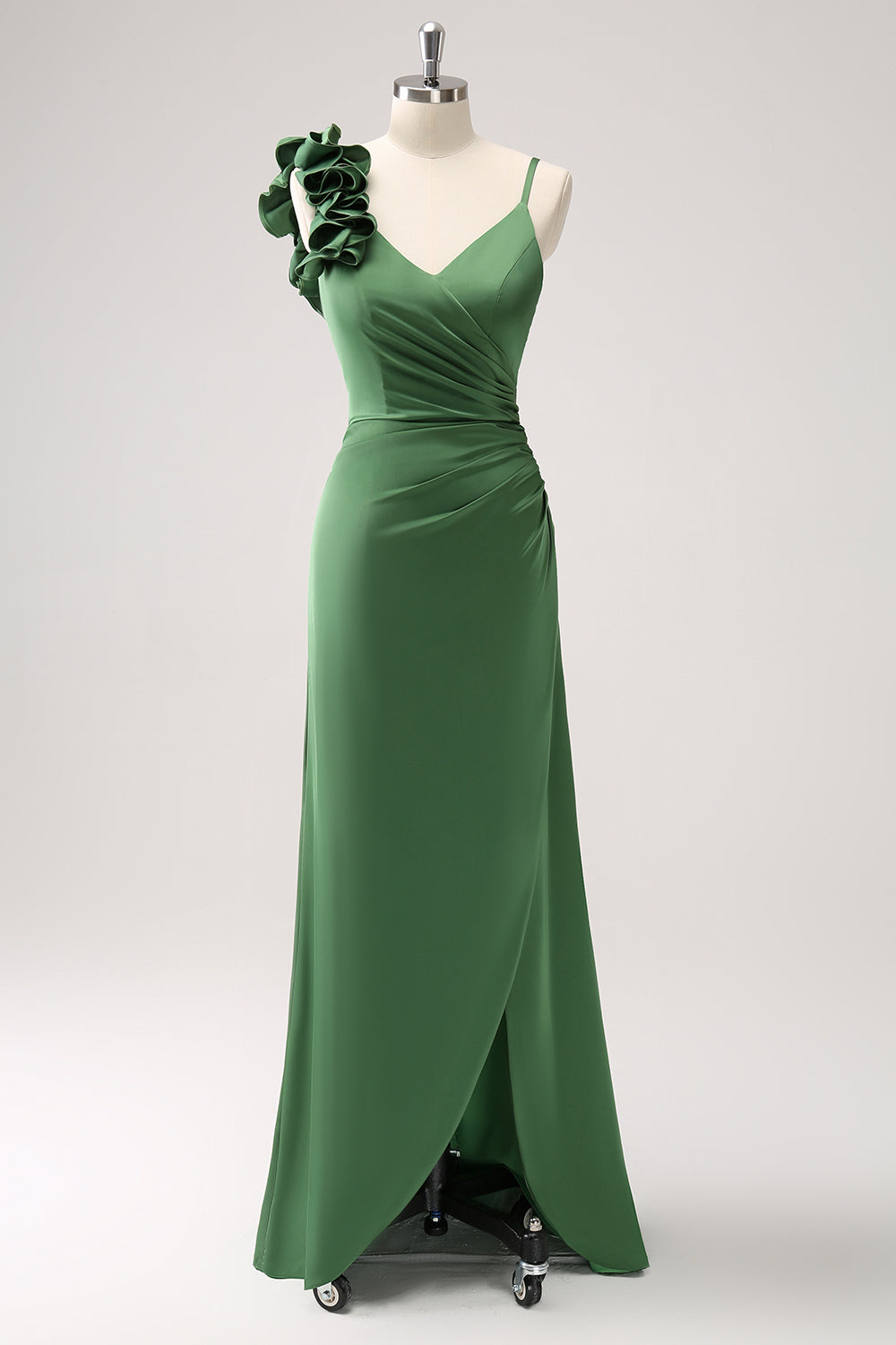 Wedtrend Women Olive Green Bridesmaid Dress with Slit Sheath Spaghetti Straps Pleated Satin Long Wedding Party Guest Dress WEDTREND Wedtrend Women Olive Green Bridesmaid Dress with Slit Sheath Spaghetti Straps Pleated Satin Long Wedding Party Guest Dress WEDTREND
