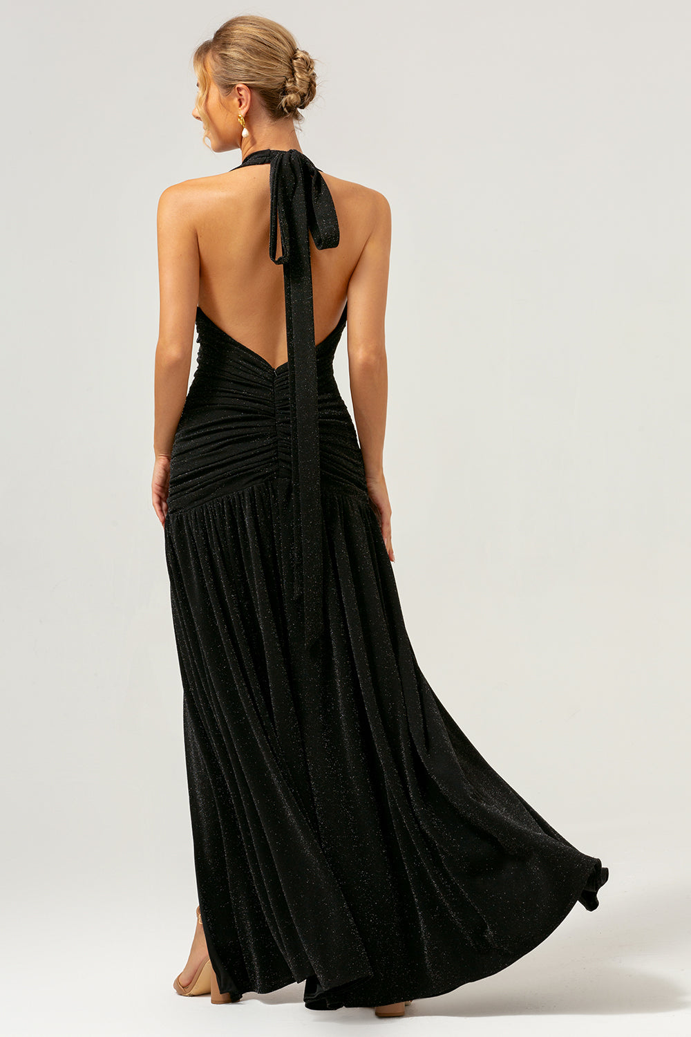 Wedtrend Women Black Prom Dress with Slit A Line Halter Pleated Long Backless Bridesmaid Dress WEDTREND Wedtrend Women Black Prom Dress with Slit A Line Halter Pleated Long Backless Bridesmaid Dress WEDTREND