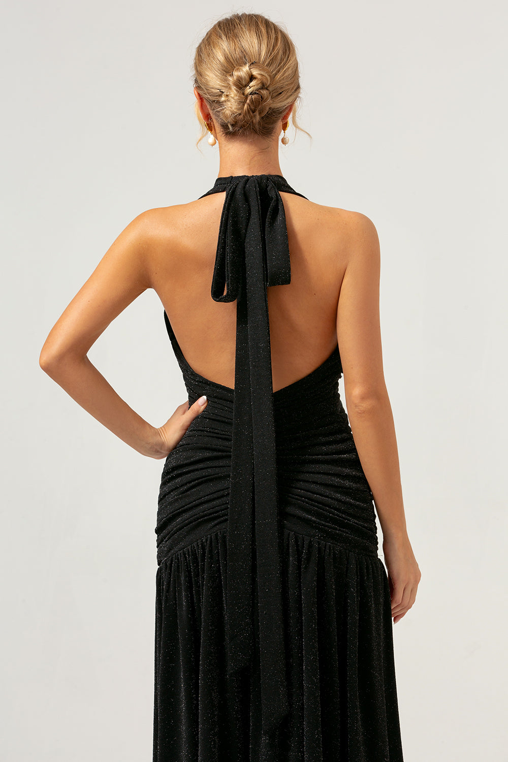 Wedtrend Women Black Prom Dress with Slit A Line Halter Pleated Long Backless Bridesmaid Dress WEDTREND Wedtrend Women Black Prom Dress with Slit A Line Halter Pleated Long Backless Bridesmaid Dress WEDTREND