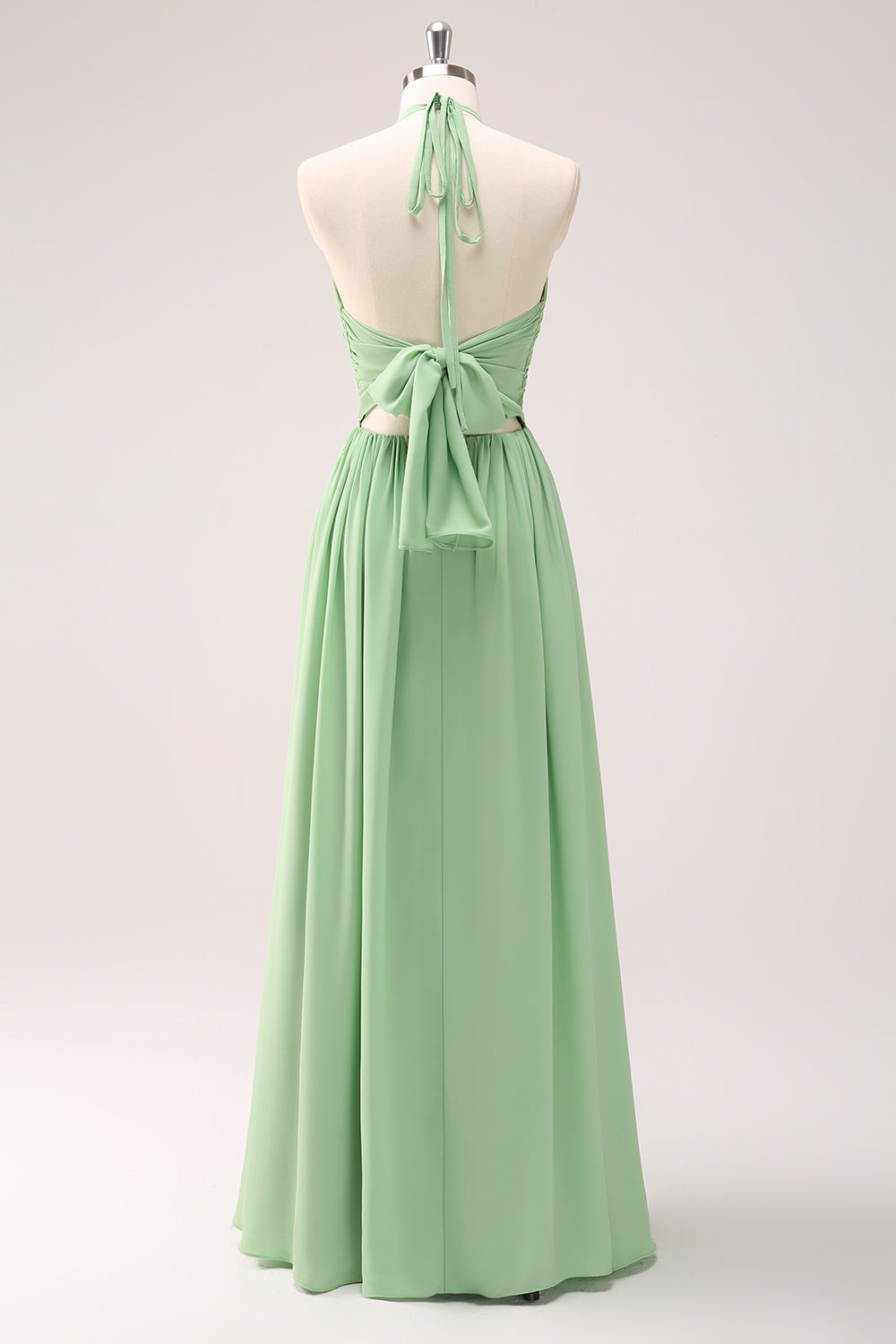Wedtrend Women Light Green Bridesmaid Dress with Lace Up Back A Line Halter Backless Ruched Long Wedding Party Dress WEDTREND Wedtrend Women Light Green Bridesmaid Dress with Lace Up Back A Line Halter Backless Ruched Long Wedding Party Dress WEDTREND