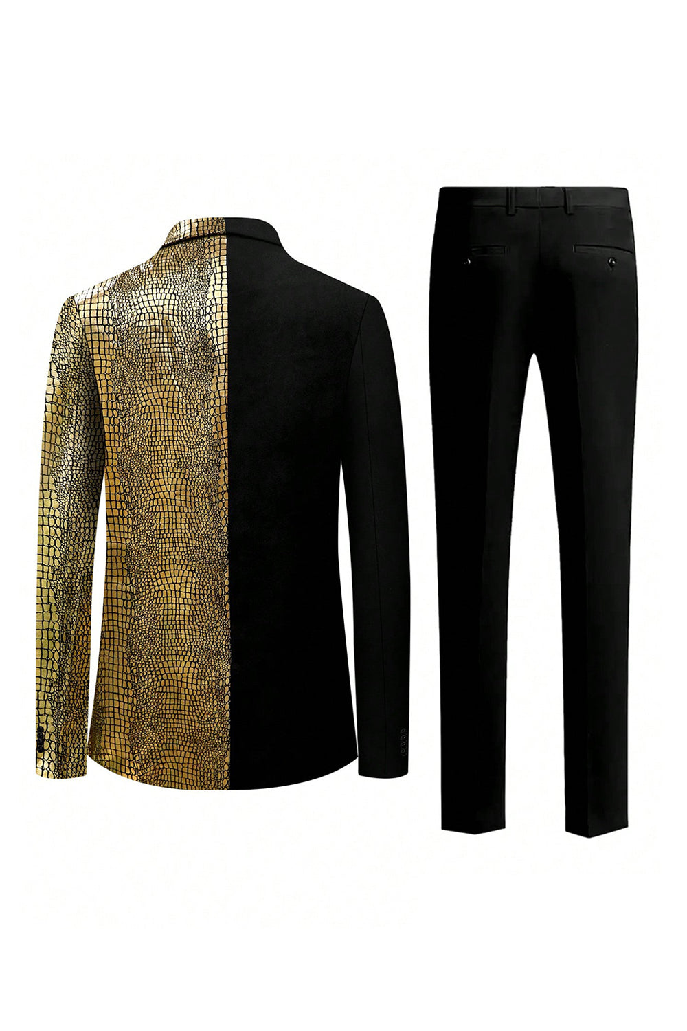 Wedtrend Men's Sparkly Black Golden 2 Pieces Men's Prom Suit One Button Notched Lapel Party Tuxedo WEDTREND Wedtrend Men's Sparkly Black Golden 2 Pieces Men's Prom Suit One Button Notched Lapel Party Tuxedo WEDTREND