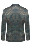 Men's Dark Blue Jacquard Shawl Lapel Prom Blazer