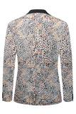 Men's Leopard Printed Notched Lapel Blazer