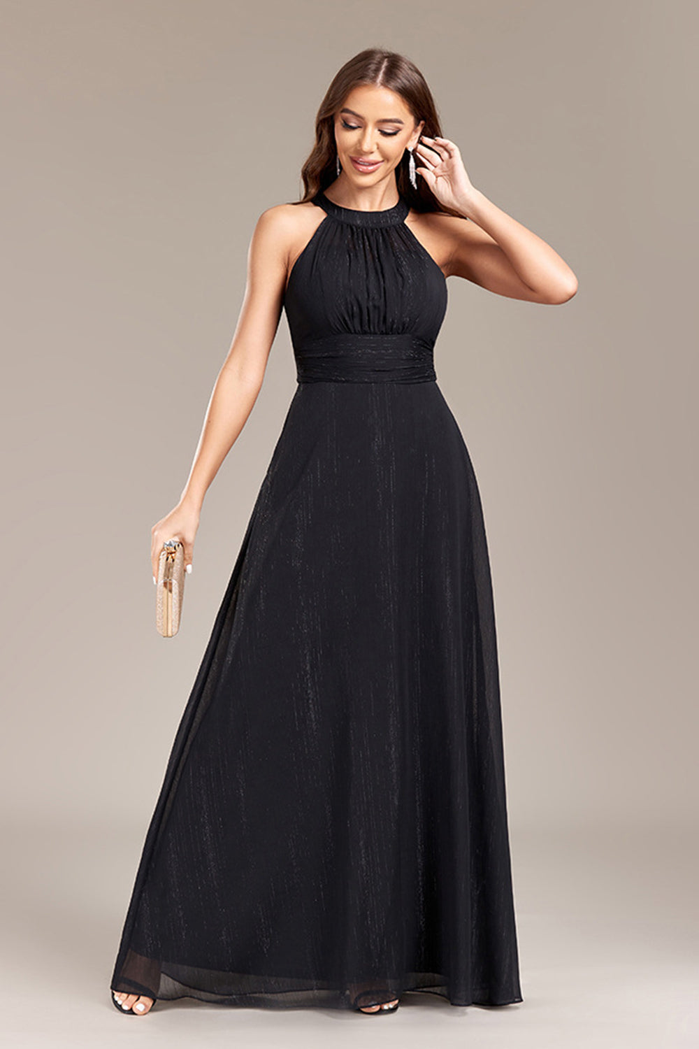 Wedtrend Women Black Wedding Party Guest Dress with Open Back A Line Halter Evening Party Dress WEDTREND Wedtrend Women Black Wedding Party Guest Dress with Open Back A Line Halter Evening Party Dress WEDTREND
