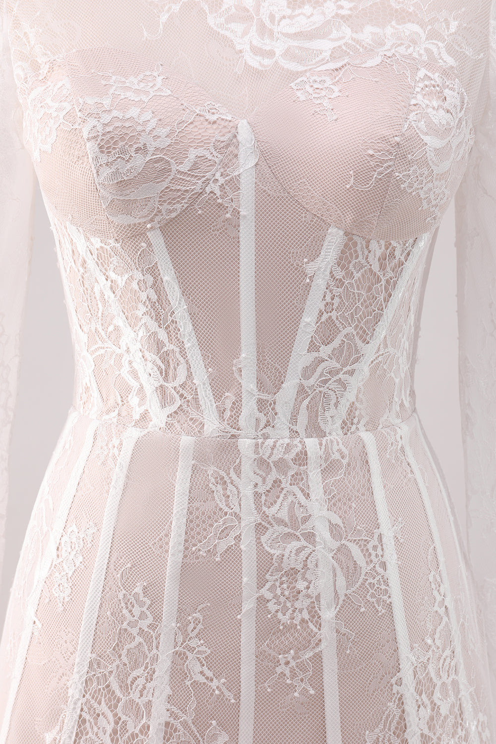 Wedtrend Women White Lace Homecoming Dress with Long Sleeves A Line High Neck Corset Short Cocktail Dress WEDTREND Wedtrend Women White Lace Homecoming Dress with Long Sleeves A Line High Neck Corset Short Cocktail Dress WEDTREND
