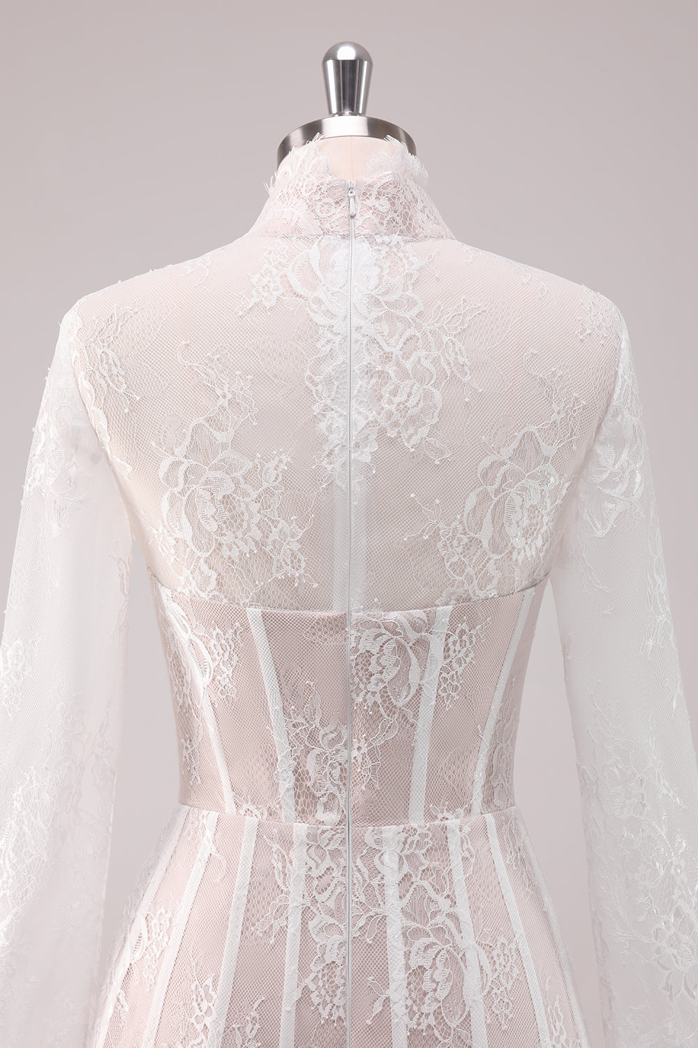 Wedtrend Women White Lace Homecoming Dress with Long Sleeves A Line High Neck Corset Short Cocktail Dress WEDTREND Wedtrend Women White Lace Homecoming Dress with Long Sleeves A Line High Neck Corset Short Cocktail Dress WEDTREND