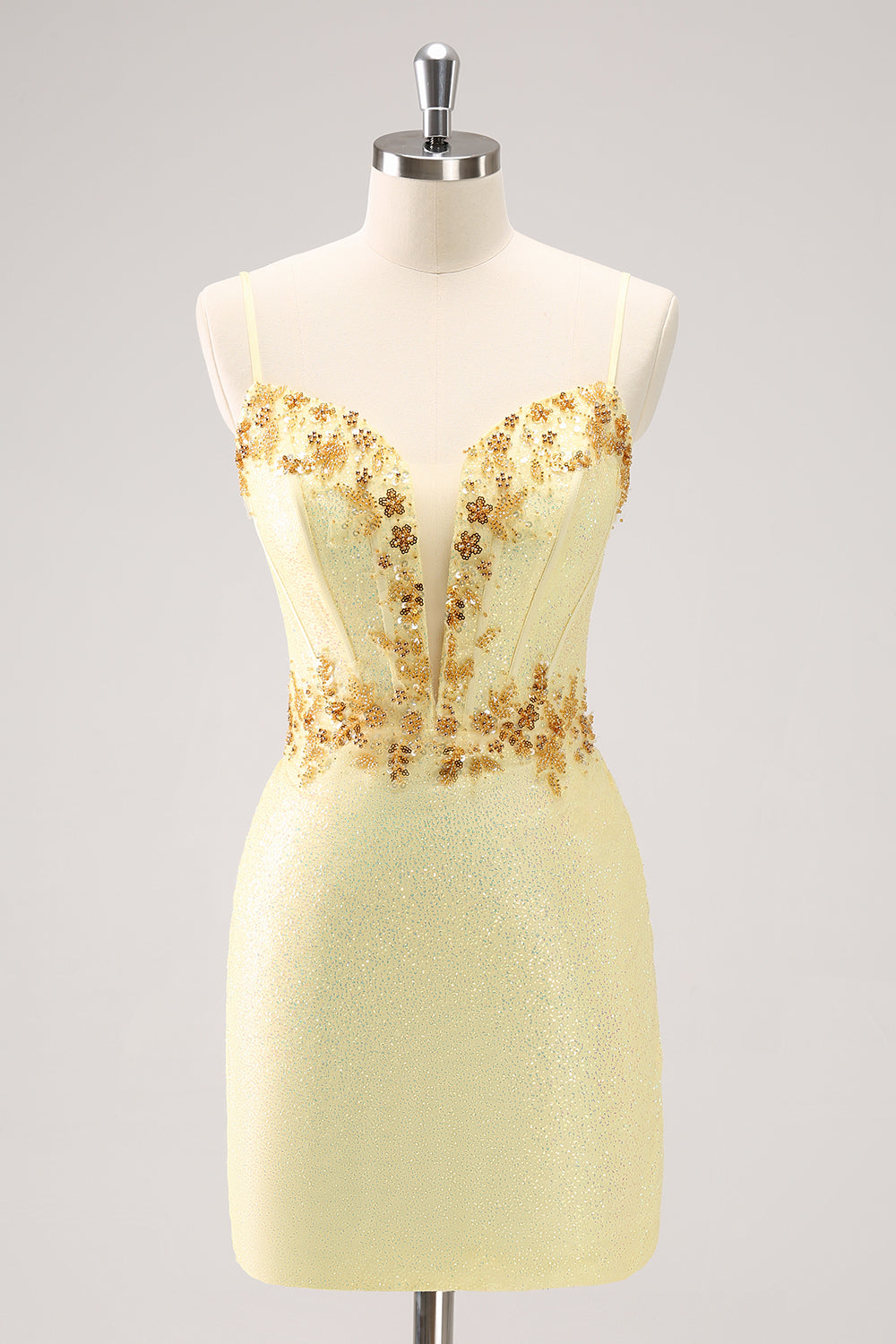 Wedtrend Women Sparkly Yellow Homecoming Dress with Beading Bodycon Corset Short Cocktail Dress WEDTREND Wedtrend Women Sparkly Yellow Homecoming Dress with Beading Bodycon Corset Short Cocktail Dress WEDTREND