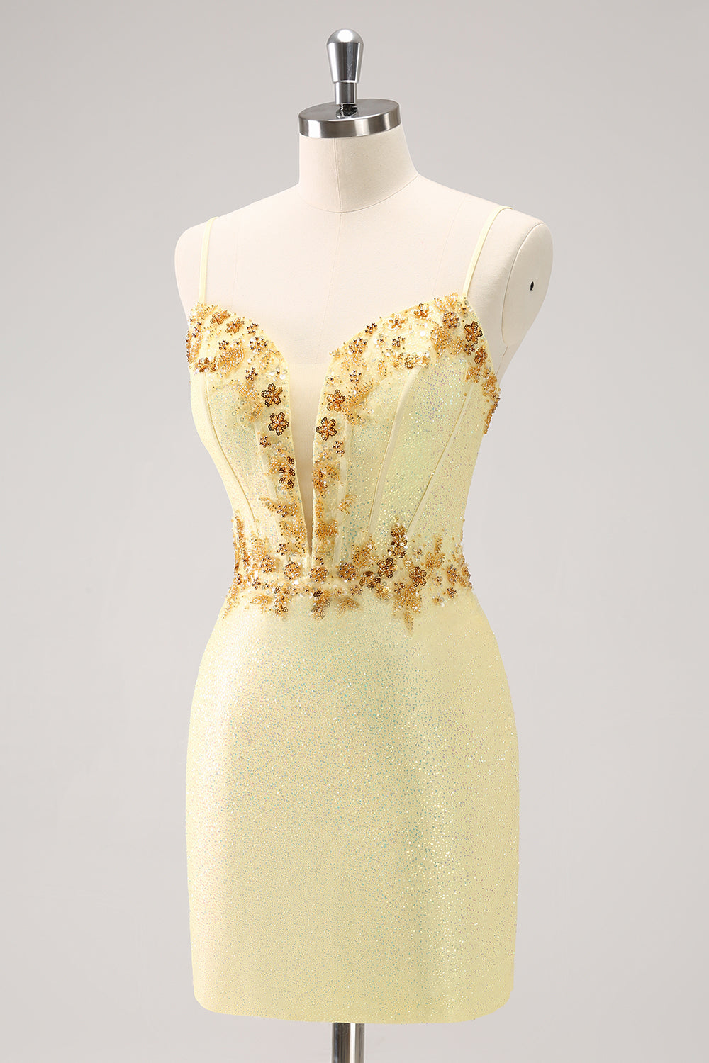 Wedtrend Women Sparkly Yellow Homecoming Dress with Beading Bodycon Corset Short Cocktail Dress WEDTREND Wedtrend Women Sparkly Yellow Homecoming Dress with Beading Bodycon Corset Short Cocktail Dress WEDTREND