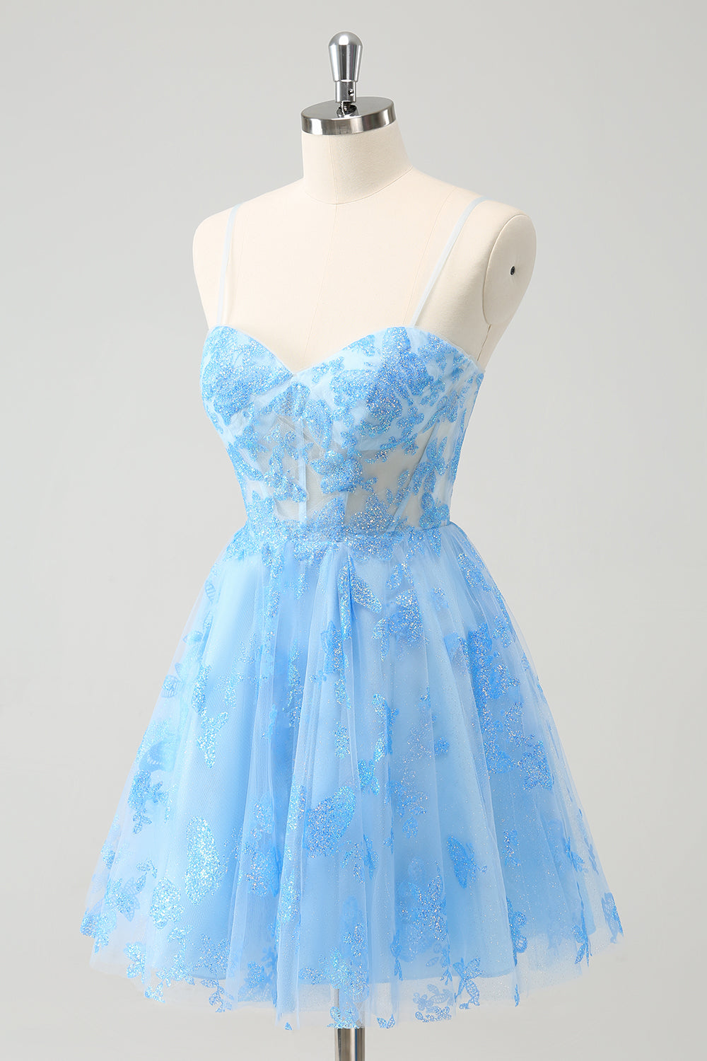 Wedtrend Women Cute Blue Glow In The Dark Homecoming Dress with Butterflies Pattern A Line Cocktail Dress WEDTREND Wedtrend Women Cute Blue Glow In The Dark Homecoming Dress with Butterflies Pattern A Line Cocktail Dress WEDTREND