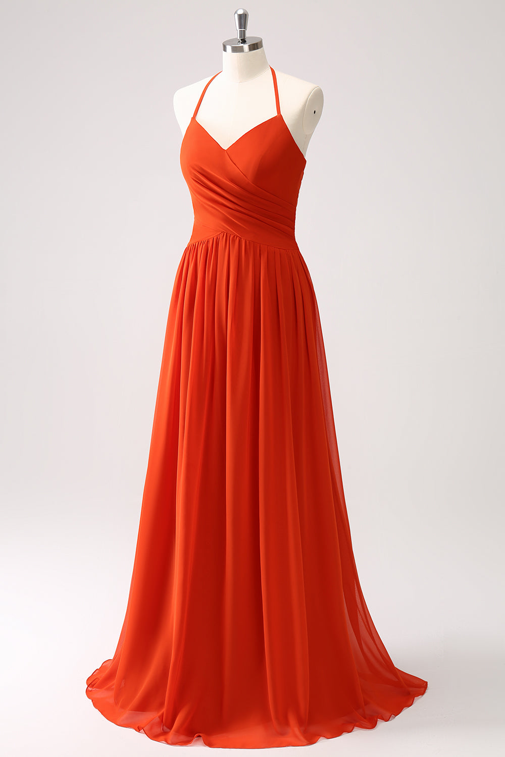 Wedtrend Women Orange Bridesmaid Dress A Line Halter Pleated Chiffon Long Wedding Guest Dress WEDTREND Wedtrend Women Orange Bridesmaid Dress A Line Halter Pleated Chiffon Long Wedding Guest Dress WEDTREND