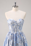 Sparkly Cute Purple Ball Gown Sweetheart Brocade Corset Long Prom Dress