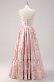 Sparkly Cute Purple Ball Gown Sweetheart Brocade Corset Long Prom Dress