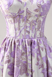 Sparkly Cute Purple Ball Gown Sweetheart Brocade Corset Long Prom Dress
