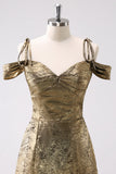 Golden A-Line Cold Shoulder Short Homecoming Dress