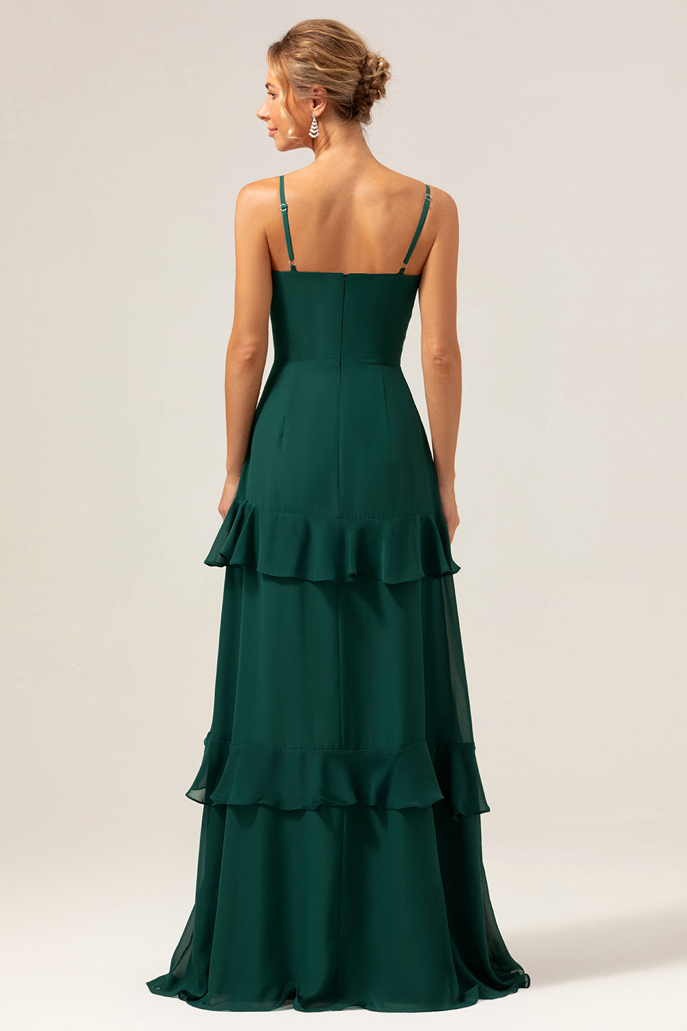 dark green tiered maxi dress Wedtrend Women Dark Green Bridesmaid Dress with Flower A Line Halter Tiered Chiffon Long Wedding Party Guest Dress, Dark Green