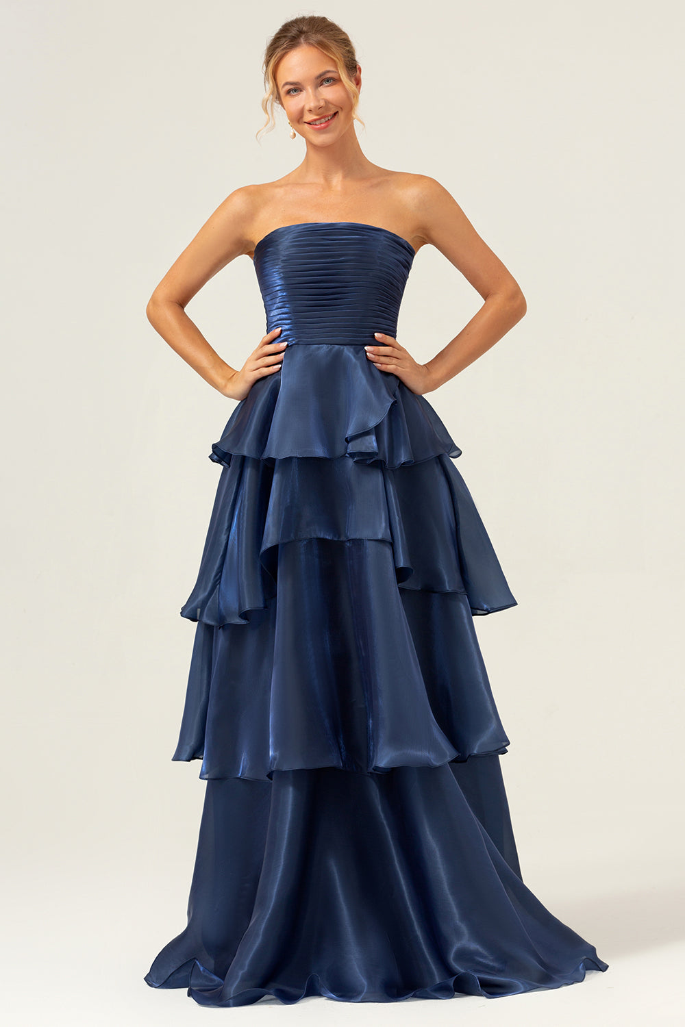 Wedtrend Women Dark Navy Tiered Maxi Dress A Line Strapless Wedding Guest Dress Tiered Pleated Ruffled Prom Dress WEDTREND Wedtrend Women Dark Navy Tiered Maxi Dress A Line Strapless Wedding Guest Dress Tiered Pleated Ruffled Prom Dress WEDTREND