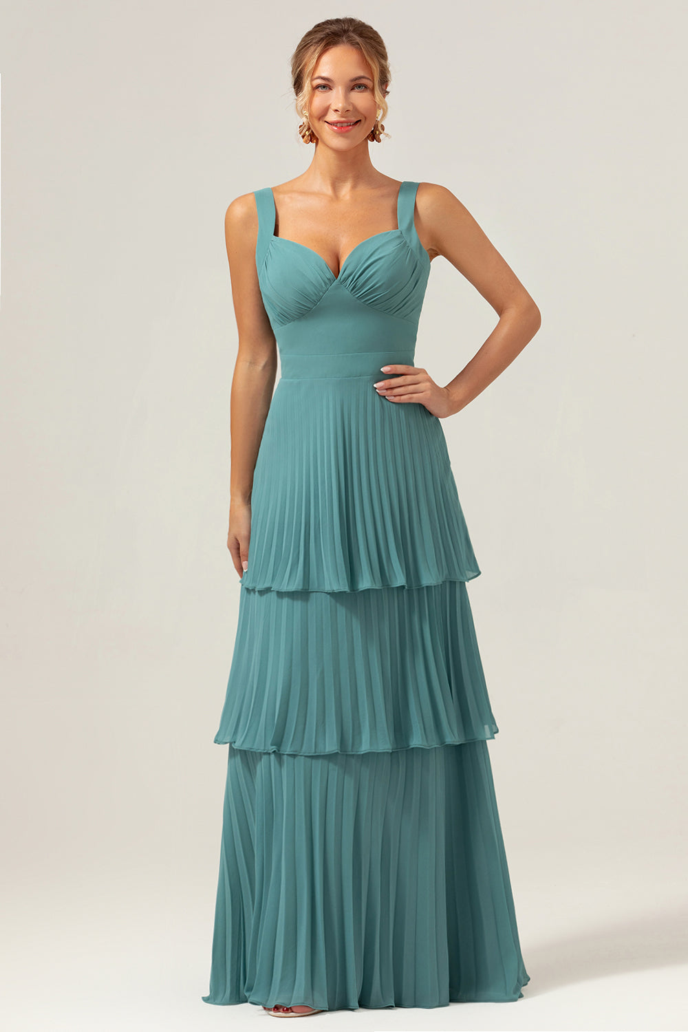Wedtrend Women Eucalyptus Bridesmaid Dress A Line Pleated Tiered Backless Floor Length Formal Dress, Eucalyptus / US2 Wedtrend Women Eucalyptus Bridesmaid Dress A Line Pleated Tiered Backless Floor Length Formal Dress, Eucalyptus / US2