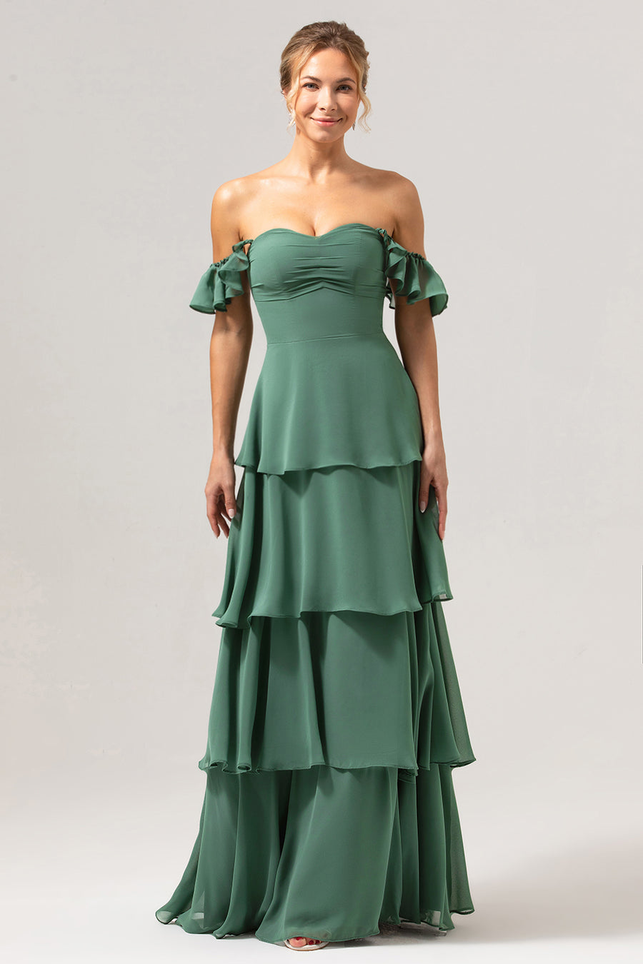 dusty sage maxi dress Chiffon Halter Dusty Sage A-line Slit Long Bridesmaid Dress – Movousdress