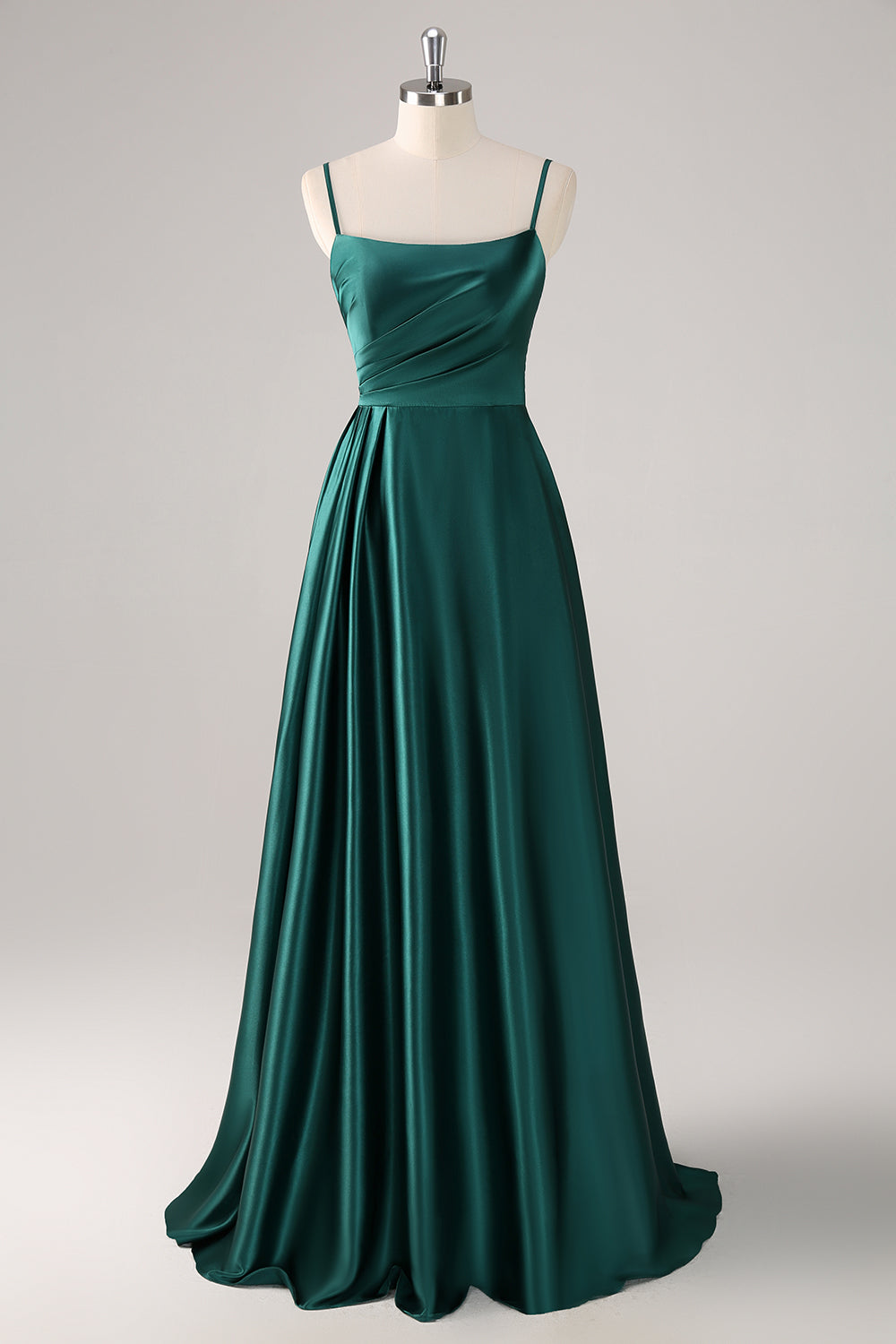 Wedtrend Women Dark Green Satin Bridesmaid Dress A Line Spaghetti Straps Long Pleated Wedding Guest Dress WEDTREND Wedtrend Women Dark Green Satin Bridesmaid Dress A Line Spaghetti Straps Long Pleated Wedding Guest Dress WEDTREND