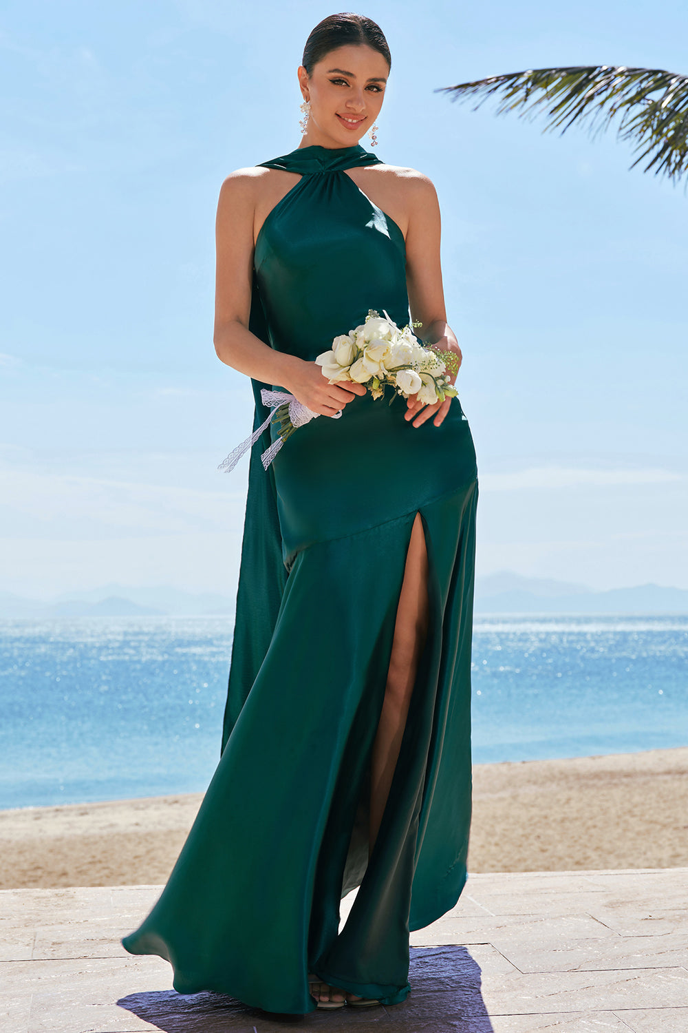 Wedtrend Women Dark Green Satin Bridesmaid Dress Mermaid Halter Floor Length Wedding Guest Dress WEDTREND Wedtrend Women Dark Green Satin Bridesmaid Dress Mermaid Halter Floor Length Wedding Guest Dress WEDTREND