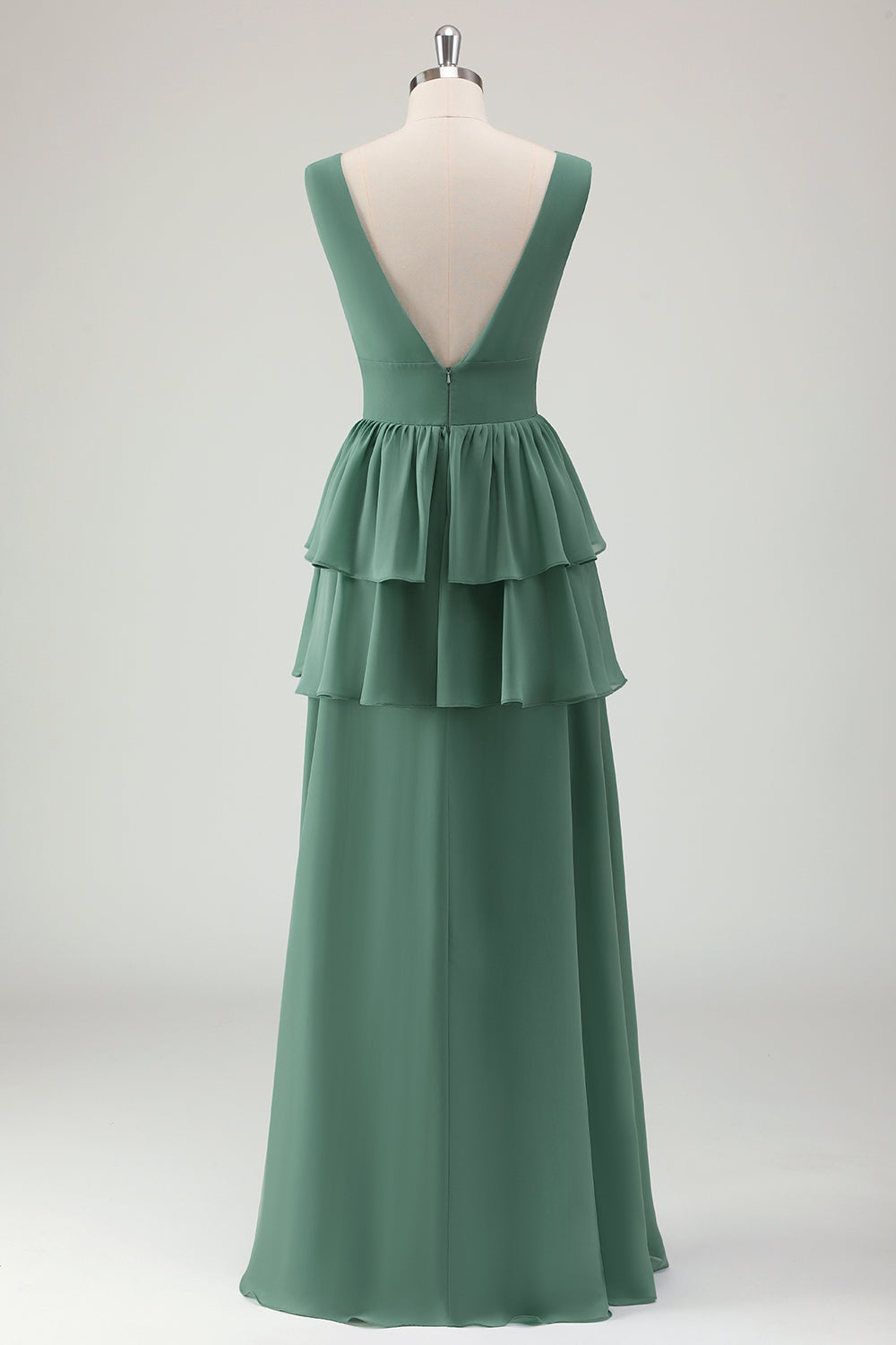 Wedtrend Women Eucalyptus Bridesmaid Dress with Ruffles A Line V Neck Tiered Long Wedding Guest Dress WEDTREND Wedtrend Women Eucalyptus Bridesmaid Dress with Ruffles A Line V Neck Tiered Long Wedding Guest Dress WEDTREND