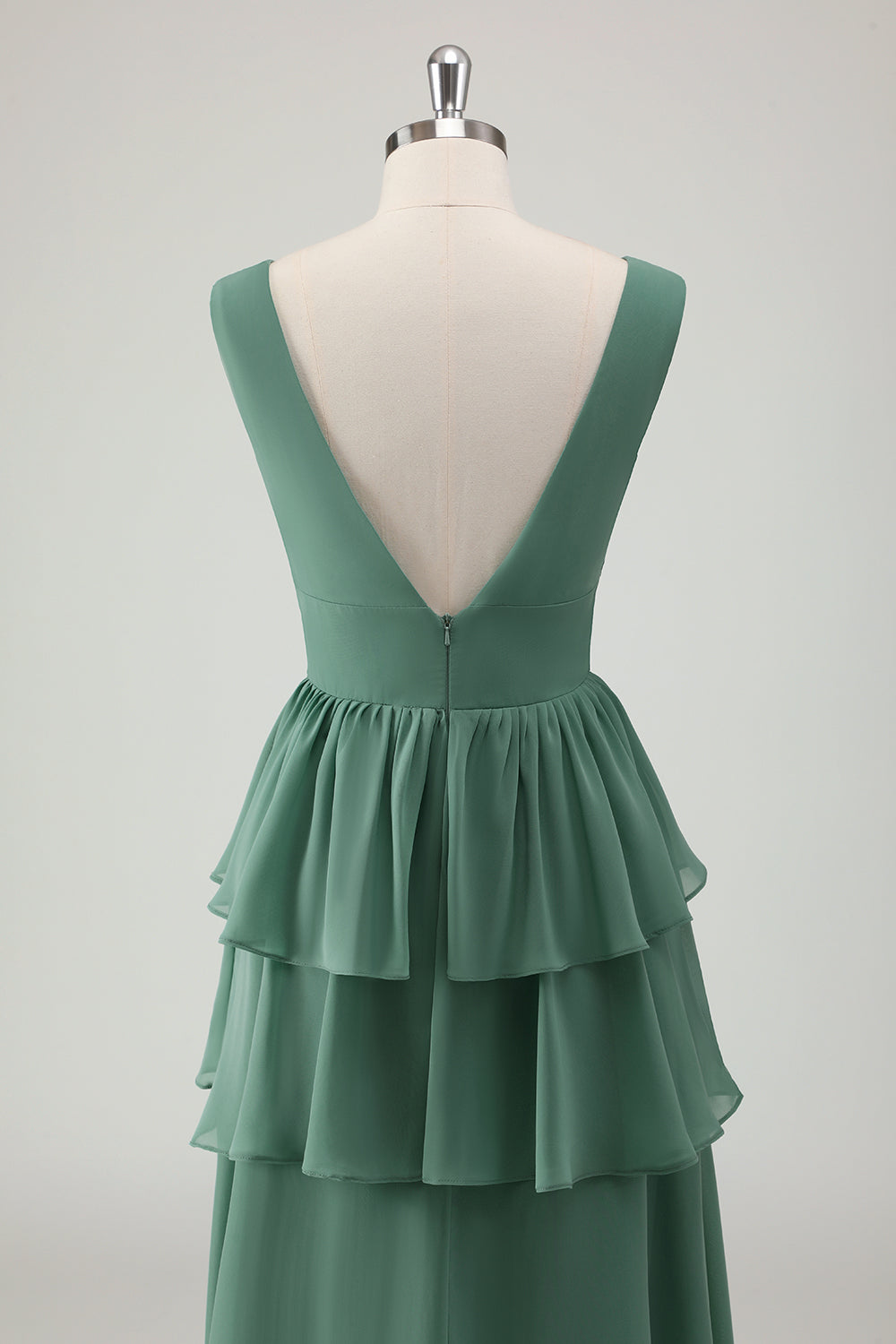 Wedtrend Women Eucalyptus Bridesmaid Dress with Ruffles A Line V Neck Tiered Long Wedding Guest Dress WEDTREND Wedtrend Women Eucalyptus Bridesmaid Dress with Ruffles A Line V Neck Tiered Long Wedding Guest Dress WEDTREND