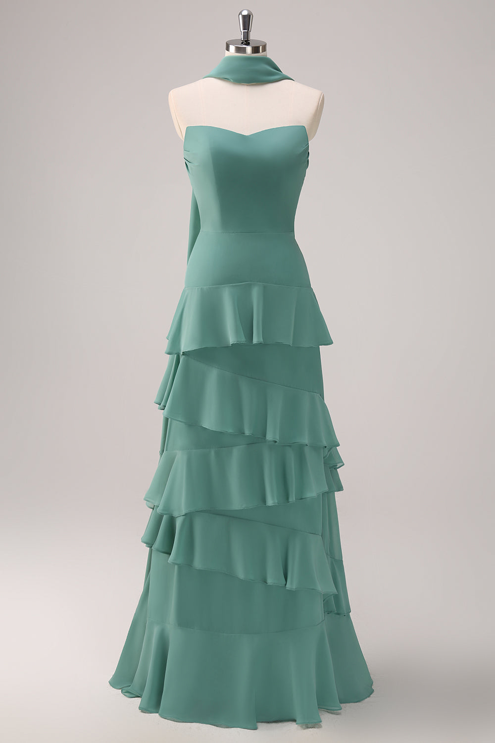 Wedtrend Women Eucalyptus Bridesmaid Dress A Line Strapless Tiered Chiffon Ruched Floor Length Wedding Guest Dress WEDTREND Wedtrend Women Eucalyptus Bridesmaid Dress A Line Strapless Tiered Chiffon Ruched Floor Length Wedding Guest Dress WEDTREND