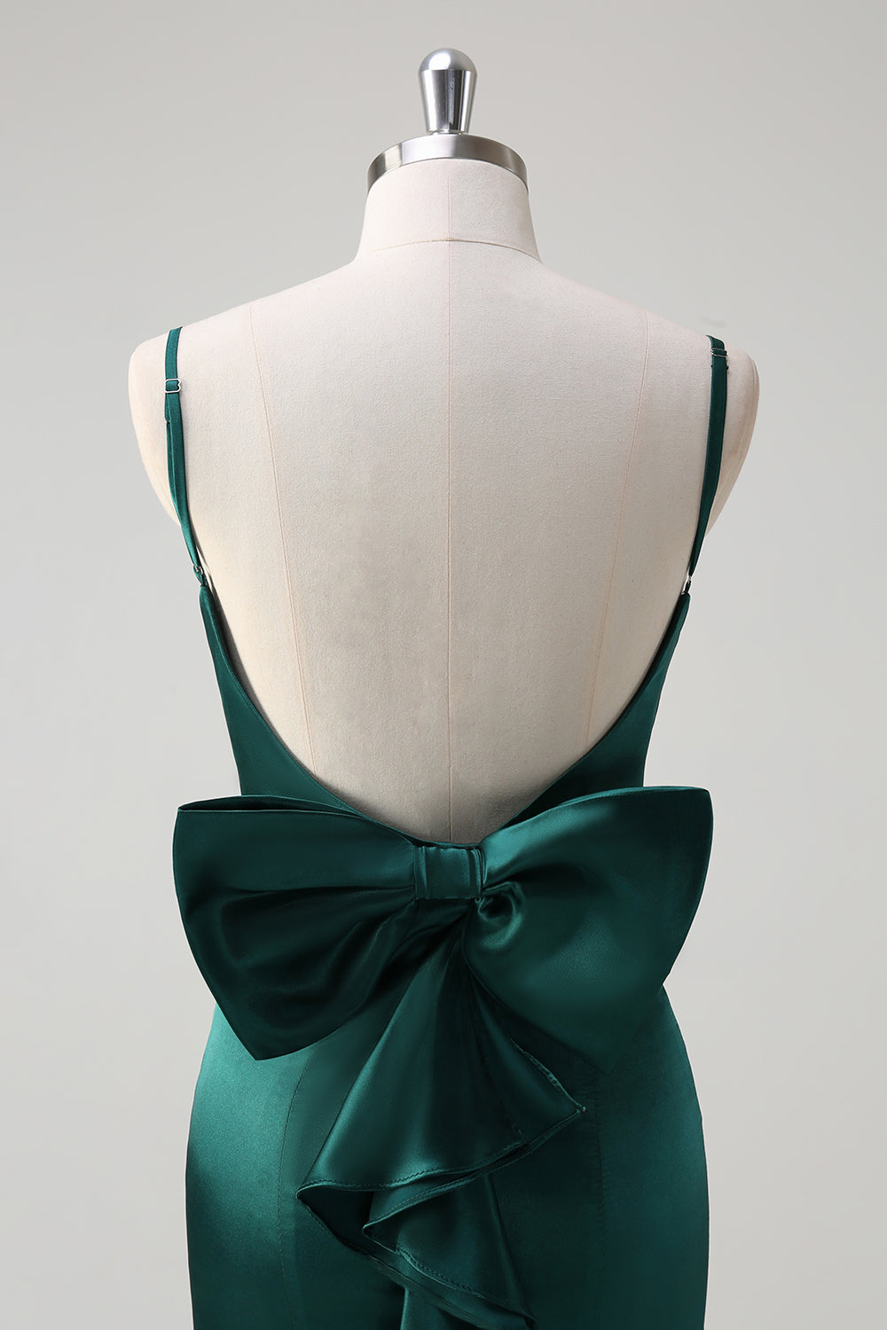 WEDTREND Women Dark Green Long Bridesmaid Dress with Bow Mermaid Spaghetti Straps Satin Wedding Guest Dress WEDTREND Women Dark Green Long Bridesmaid Dress with Bow Mermaid Spaghetti Straps Satin Wedding Guest Dress