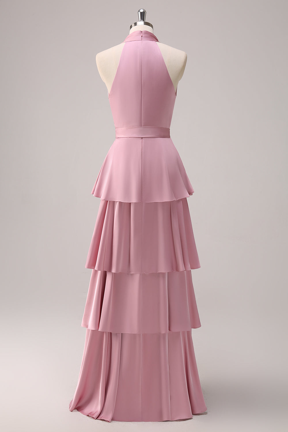 Wedtrend Women Pink Satin Long Bridesmaid Dress with Slit A-Line V-Neck Tiered Ruched Wedding Guest Dress WEDTREND Wedtrend Women Pink Satin Long Bridesmaid Dress with Slit A-Line V-Neck Tiered Ruched Wedding Guest Dress WEDTREND