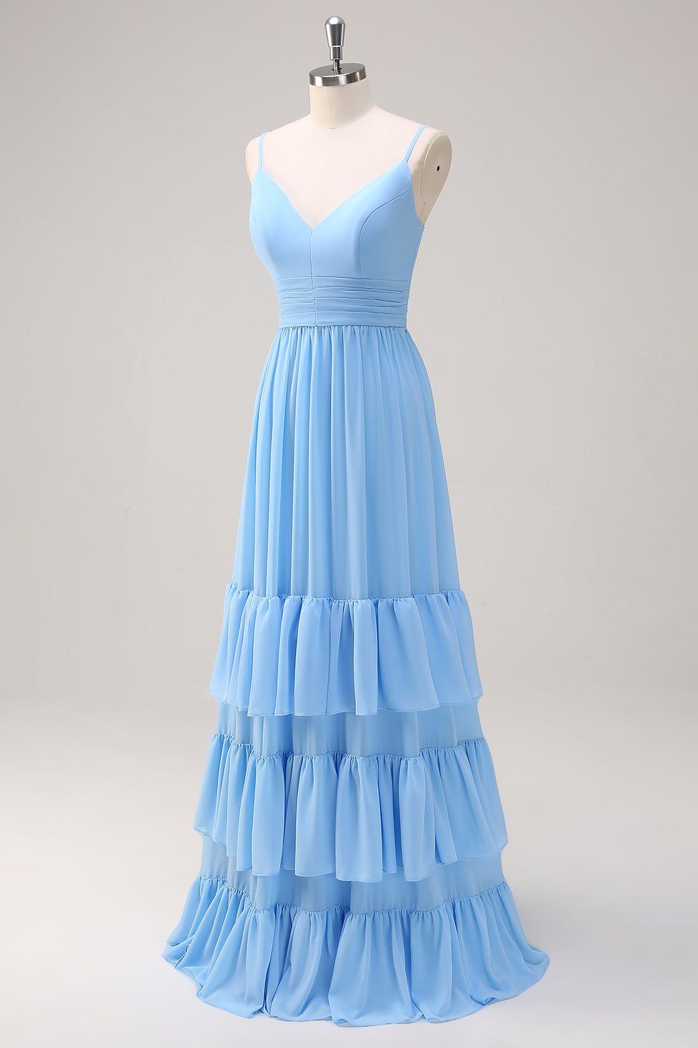 Wedtrend Women Blue Bridesmaid Dress Ruffle A Line Spaghetti Straps V Neck Chiffon Tiered Floor Length Wedding Guest Dress WEDTREND Wedtrend Women Blue Bridesmaid Dress Ruffle A Line Spaghetti Straps V Neck Chiffon Tiered Floor Length Wedding Guest Dress WEDTREND