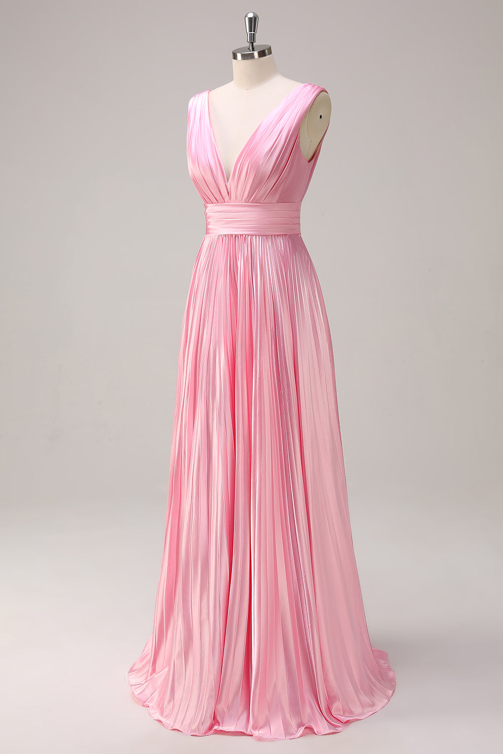 Wedtrend Women Pink Bright Satin Long Bridesmaid Dress A Line V Neck Ruched Open Back Wedding Guest Dress – WEDTREND Wedtrend Women Pink Bright Satin Long Bridesmaid Dress A Line V Neck Ruched Open Back Wedding Guest Dress – WEDTREND