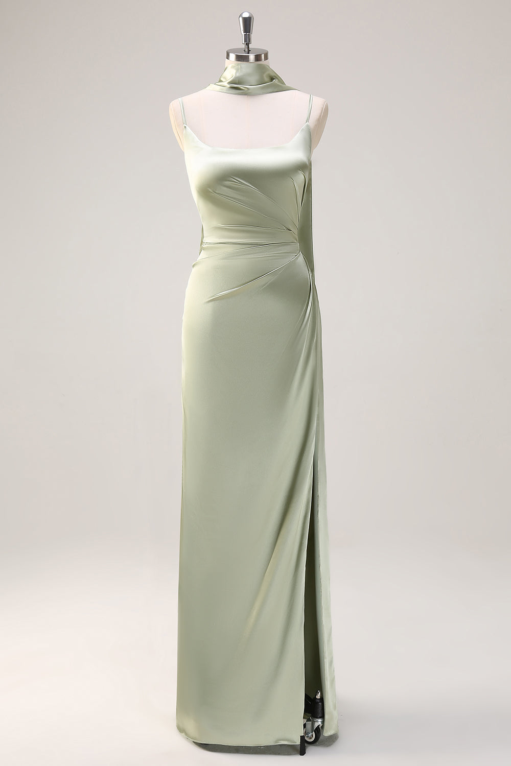 Wedtrend Women Sage Bridesmaid Dress with Slit Satin Sheath Convertible Spaghetti Straps Ruched Streamer Long Wedding Party Dress WEDTREND Wedtrend Women Sage Bridesmaid Dress with Slit Satin Sheath Convertible Spaghetti Straps Ruched Streamer Long Wedding Party Dress WEDTREND