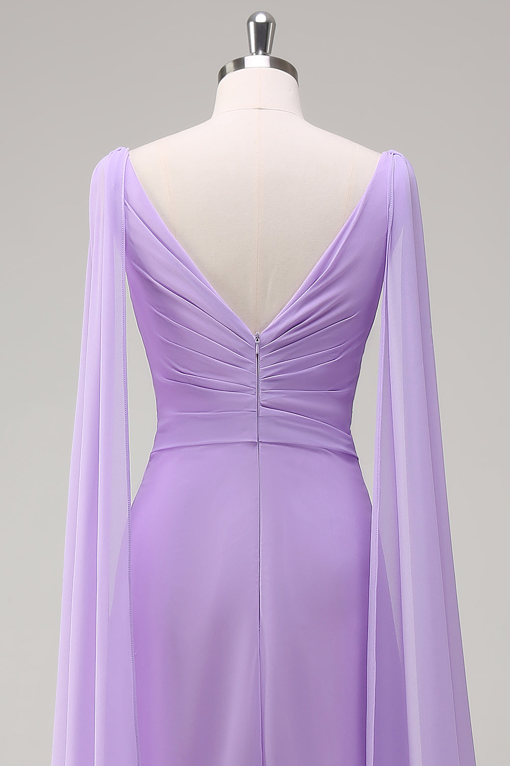 WEDTREND Women Elegant Lilac Long Bridesmaid Dress A-Line V Neck Chiffon Wedding Party Dress with Flowing Cape Sleeves WEDTREND Women Elegant Lilac Long Bridesmaid Dress A-Line V Neck Chiffon Wedding Party Dress with Flowing Cape Sleeves