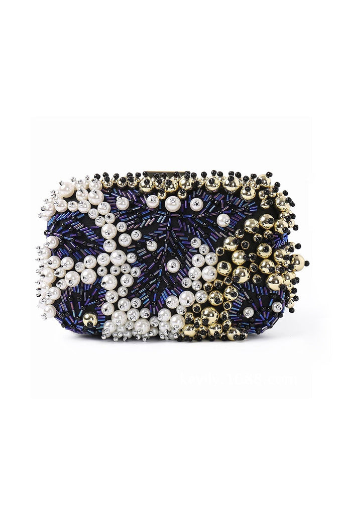 Wedtrend Women Luxury Black Beaded Handbag for Evening Party WEDTREND