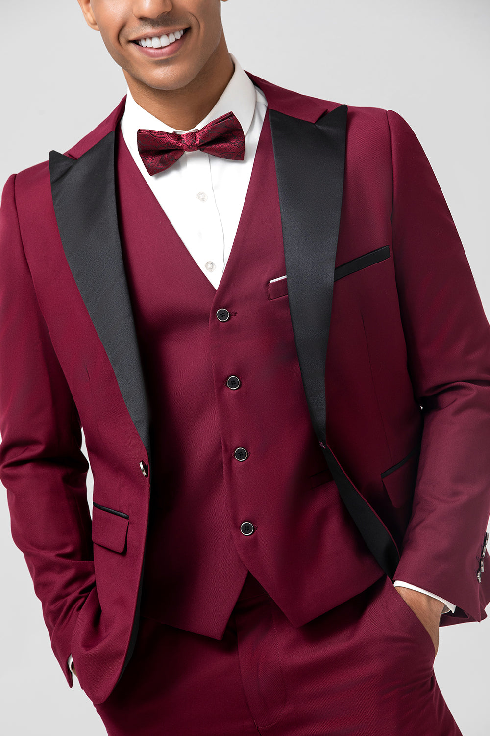 Wedtrend Men's Burgundy Groomsmen Suits 3 Pieces Peak Lapel Wedding Prom Suits WEDTREND Wedtrend Men's Burgundy Groomsmen Suits 3 Pieces Peak Lapel Wedding Prom Suits WEDTREND