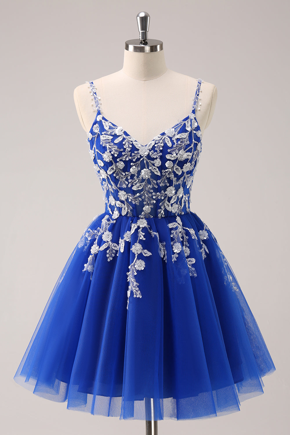 Wedtrend Women Royal Blue Homecoming Dress with Appliques A Line Spaghetti Straps Tulle Corset Sequins Wedding Party Guest Dress WEDTREND Wedtrend Women Royal Blue Homecoming Dress with Appliques A Line Spaghetti Straps Tulle Corset Sequins Wedding Party Guest Dress WEDTREND