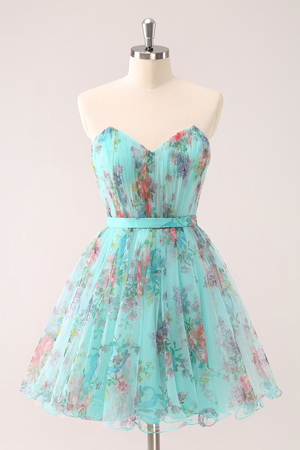 Wedtrend Women Fluffy Homecoming Dress with Bow A Line Strapless Ruched Floral Short Cocktail Dress WEDTREND Wedtrend Women Fluffy Homecoming Dress with Bow A Line Strapless Ruched Floral Short Cocktail Dress WEDTREND