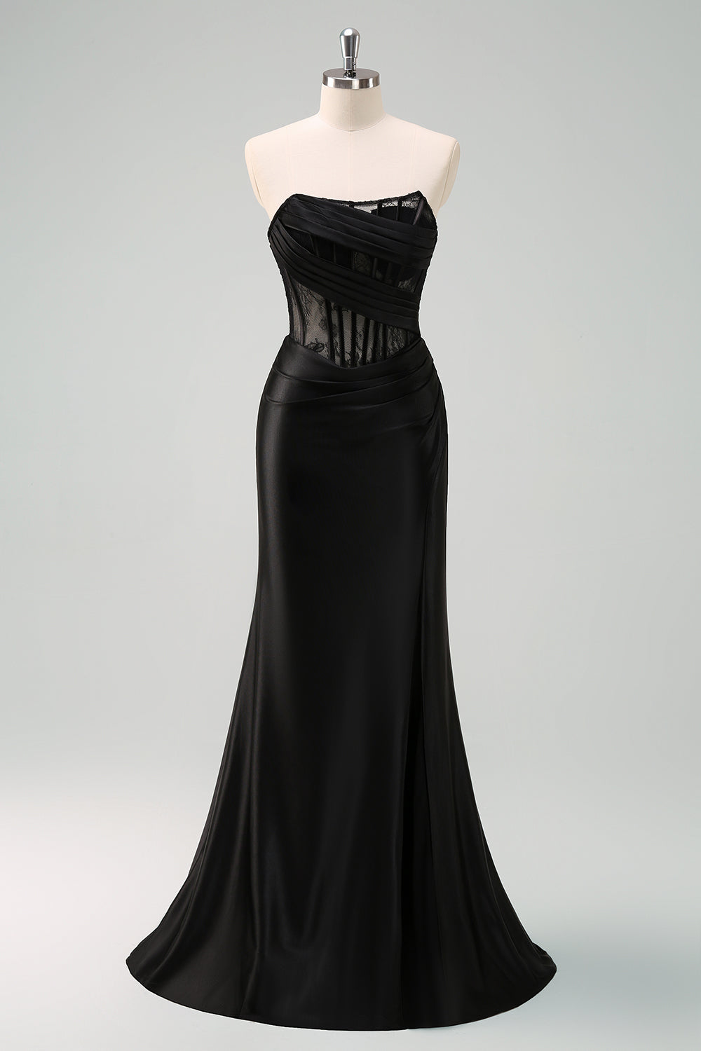 Wedtrend Women Black Mermaid Prom Dress with Lace Up Back Strapless Ruched Corset Long Formal Dress WEDTREND Wedtrend Women Black Mermaid Prom Dress with Lace Up Back Strapless Ruched Corset Long Formal Dress WEDTREND