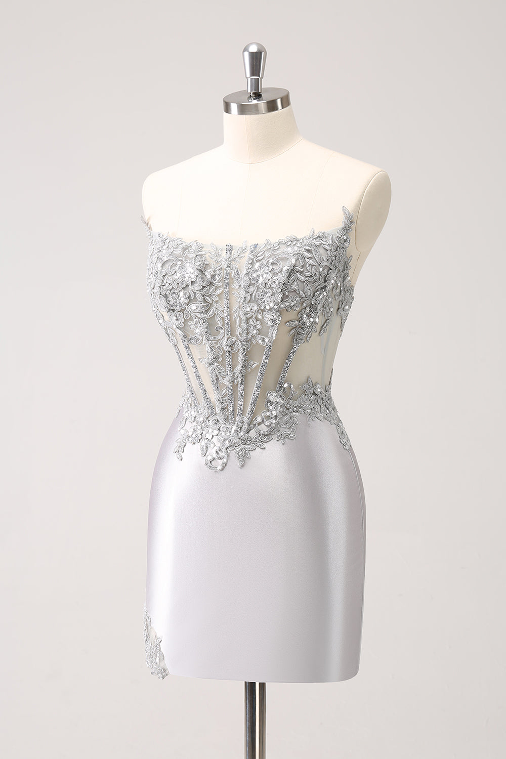Wedtrend Women Homecoming Dress Silver Glitter Corset Strapless Tight Short Cocktail Dress WEDTREND Wedtrend Women Homecoming Dress Silver Glitter Corset Strapless Tight Short Cocktail Dress WEDTREND