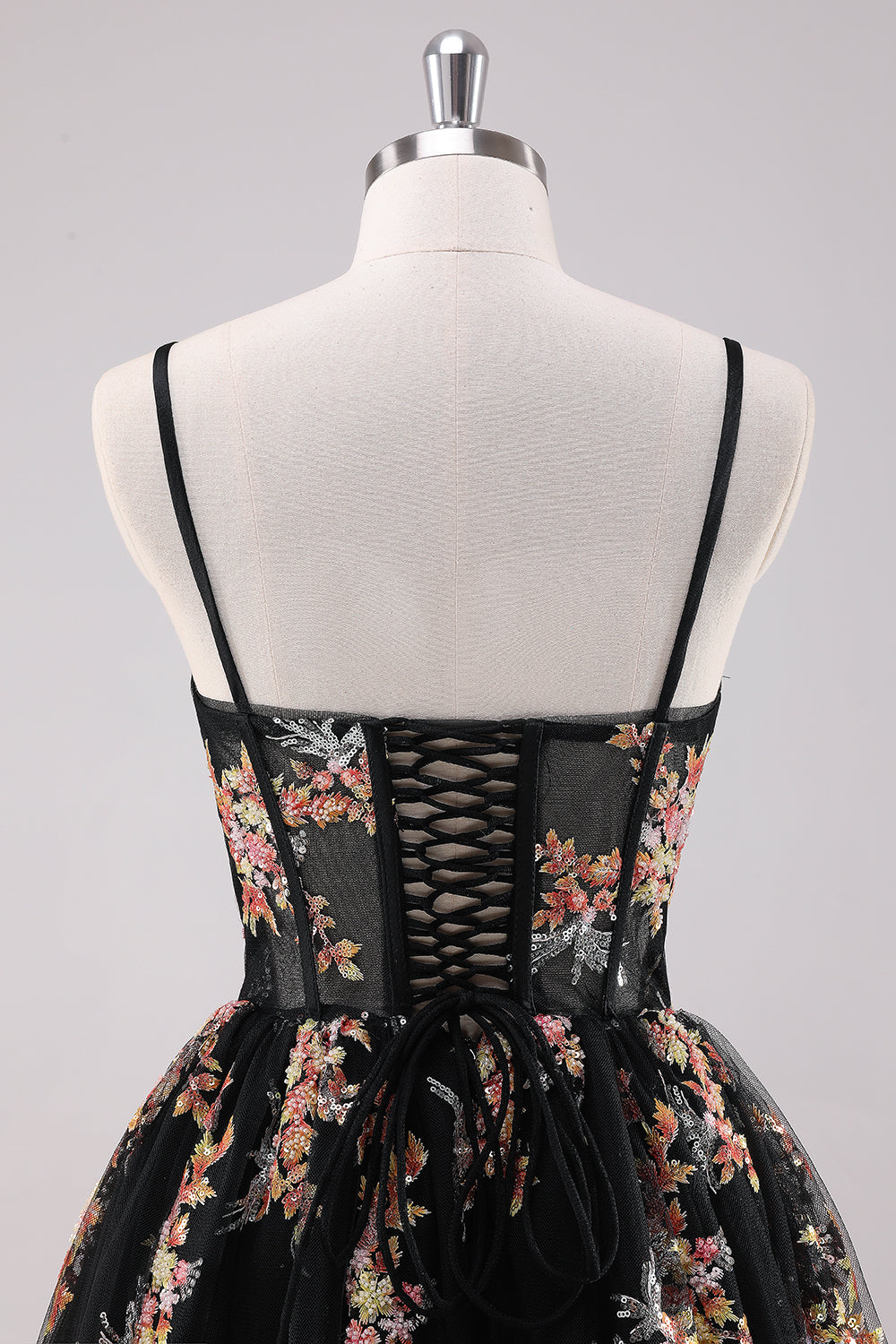Wedtrend Women Sparkly Black Floral Homecoming Dress A Line Spaghetti Straps Corset Short Cocktail Dress WEDTREND Wedtrend Women Sparkly Black Floral Homecoming Dress A Line Spaghetti Straps Corset Short Cocktail Dress WEDTREND