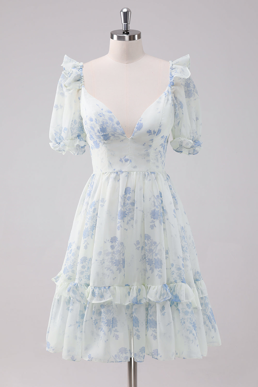 Wedtrend Women Light Blue Floral Short Homecoming Dress with Short Sleeves A-Line Chiffon Cocktail Dress – WEDTREND Wedtrend Women Light Blue Floral Short Homecoming Dress with Short Sleeves A-Line Chiffon Cocktail Dress – WEDTREND