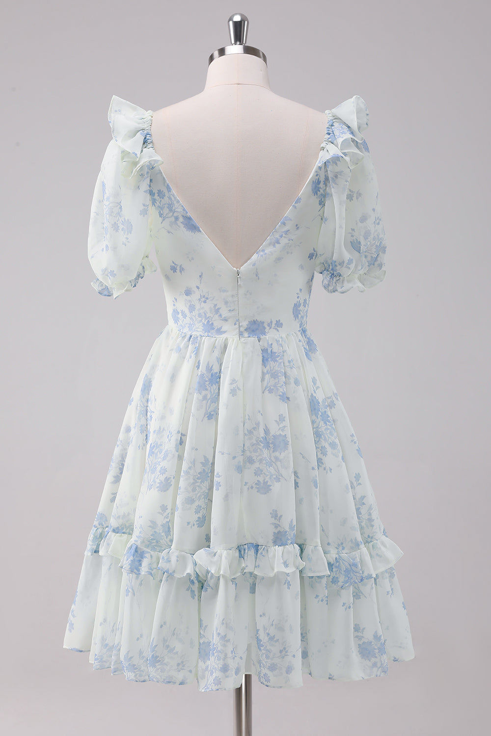 Wedtrend Women Light Blue Floral Short Homecoming Dress with Short Sleeves A-Line Chiffon Cocktail Dress WEDTREND Wedtrend Women Light Blue Floral Short Homecoming Dress with Short Sleeves A-Line Chiffon Cocktail Dress WEDTREND