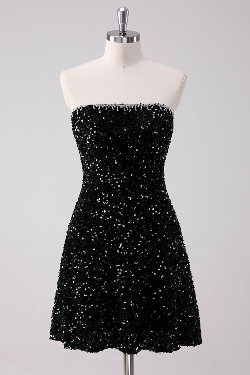 Wedtrend Women Sparkly Black Strapless Sequins Homecoming Dress A Line Short Cocktail Dress WEDTREND Wedtrend Women Sparkly Black Strapless Sequins Homecoming Dress A Line Short Cocktail Dress WEDTREND