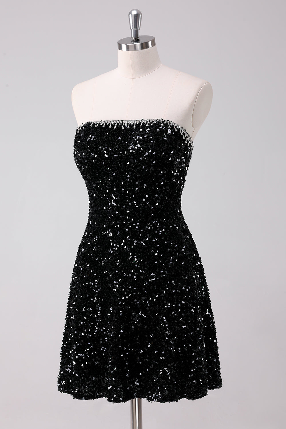Wedtrend Women Sparkly Black Strapless Sequins Homecoming Dress A Line Short Cocktail Dress WEDTREND Wedtrend Women Sparkly Black Strapless Sequins Homecoming Dress A Line Short Cocktail Dress WEDTREND